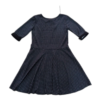 PATERN (small squares) BLACK, 3/4 SLEEVE WITH BLACK FOLD FLAY