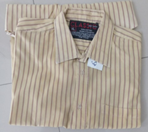 SHIRT- YELLOW, BROWN STRIP, LONGSLEEVE
