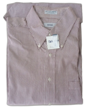SHIRT- WINE/TINY STRIP, LONGSLEEVE