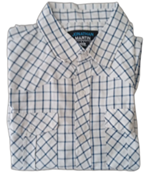 SHIRT- WHITE AND BLUE CHECKOUT, LONGSLEEVE