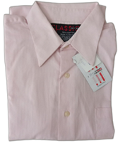 SHIRT- PINK WITH WHITE STRIP, SHORTSLEEVE