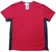 T SHIRT- RED, SIDE BLACK, SHORT SLEEVE