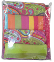 QUEEN BEDSHEET - LEMON/RED/LIGHT BLUE