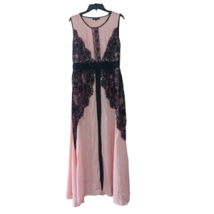 LONG DRESS-PEACH AND BLACK DESIGN FOR WOMEN