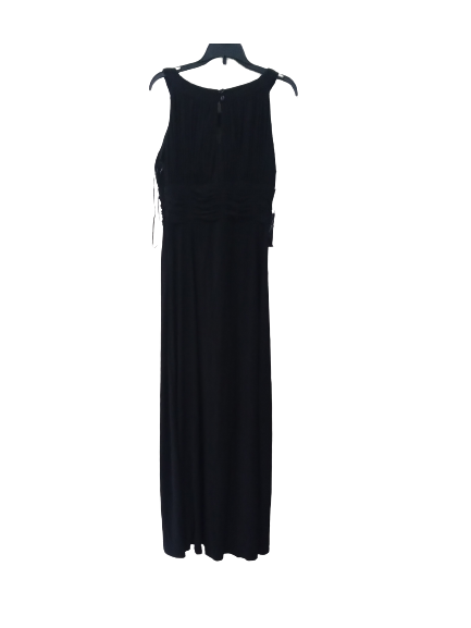 WOMEN'S LONG FLAY DRESS-BLACK, SLEEVELESS