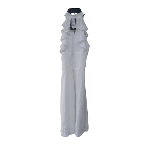 WOMEN'S LONG DRESS- WHITE, ROUND NECK